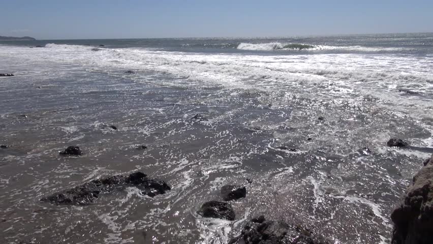 Waves Hitting Beach At Dusk. Stock Footage Video 1006630 ...