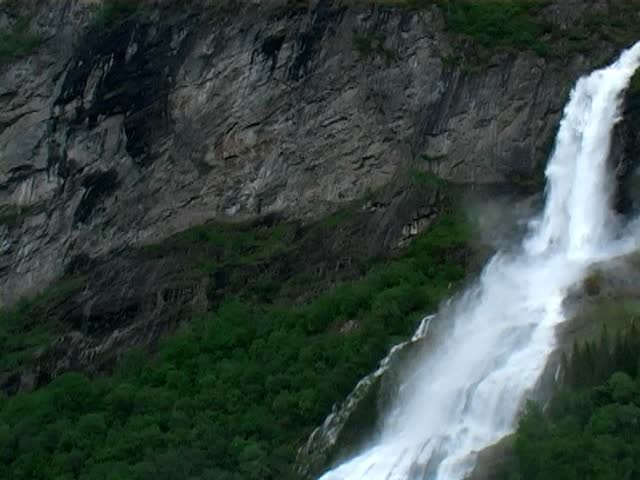 Seven Sisters Waterfall at Geiranger Fjord, Norway. Taken from a passenger cruise ship.