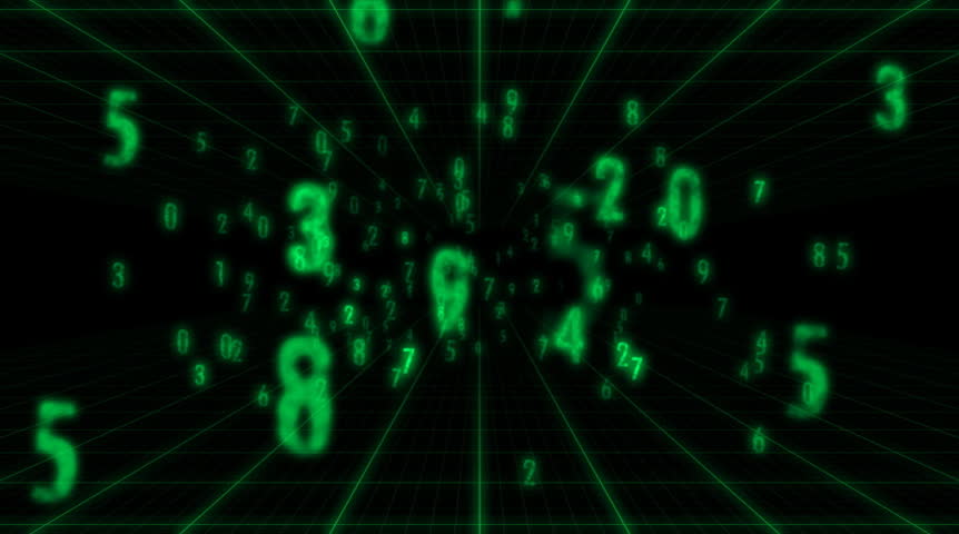 Flying through green decimal numbers. Loopable. NTSC 