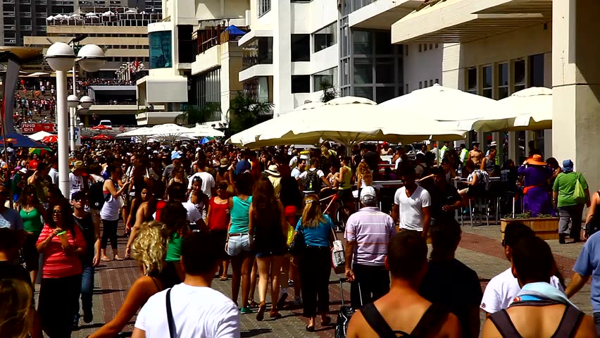 TEL AVIV, ISRAEL - JUNE 11: homosexual, lesbian, queer, transgender and bisexual paraders marching and dancing to celebrate the 10th Gay Pride parade and beach party, Tel Aviv, Israel, June 11, 2010