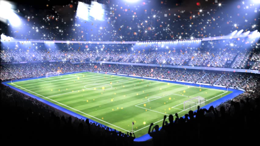 Sports field in light of spotlight