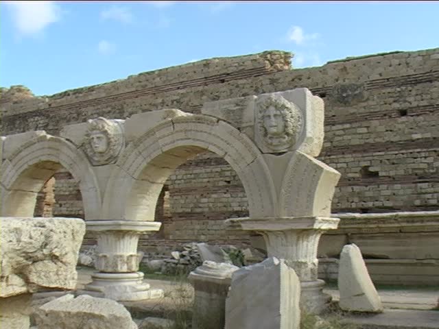 Forum remains at Leptis Magna, Al Khums, Libya.