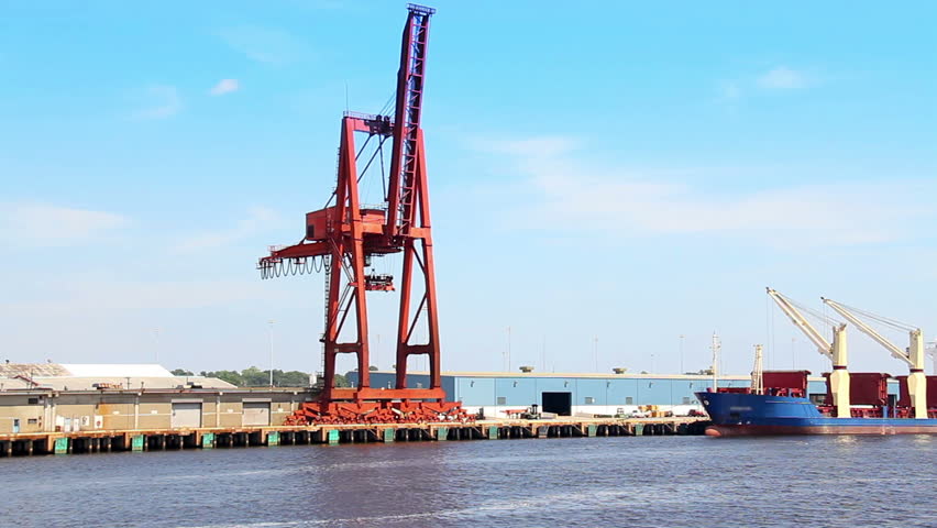 The shipyards on the Cape Fear River in Wilmington, North Carolina.