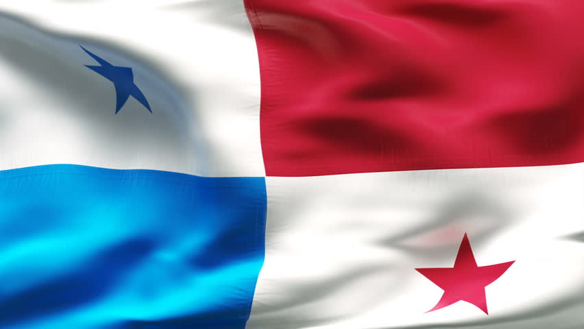 Creased textured  PANAMA  flag in slow motion with visible wrinkles and seams
