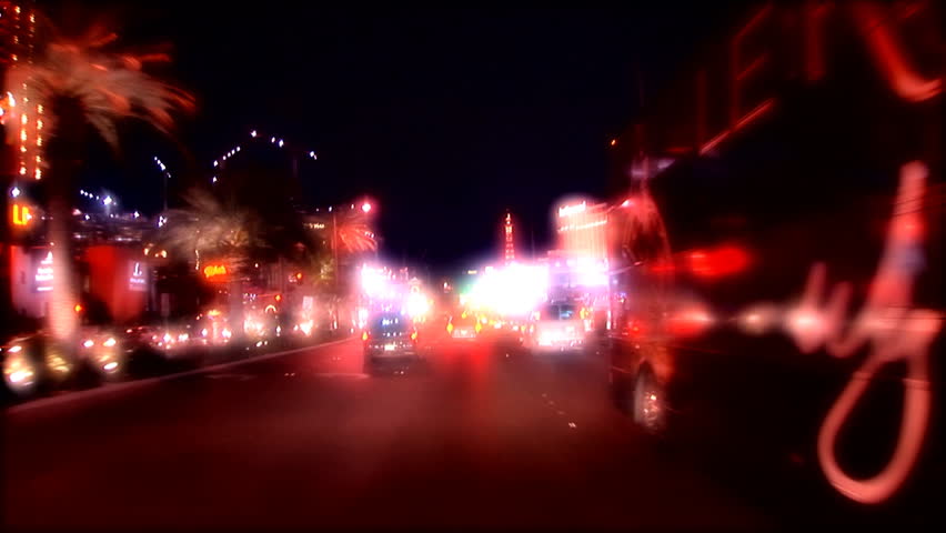 Cruising down the strip in Las Vegas, USA(lights out of focus)