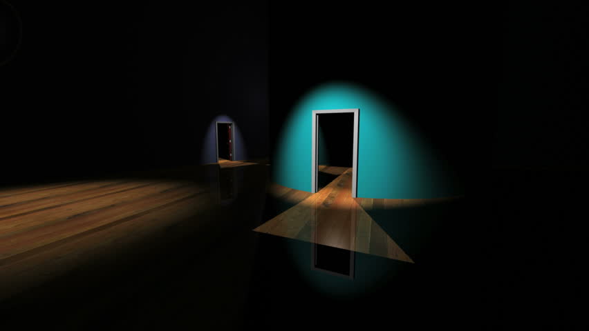 Hallway of closing doors with sound