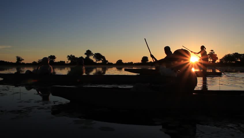Riding in a boat at sunset in Morocco