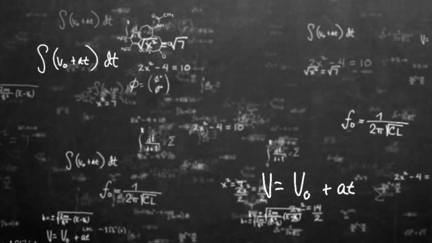 Animation Of A Chalkboard With Colorful Maths Formulas With Motion Blur