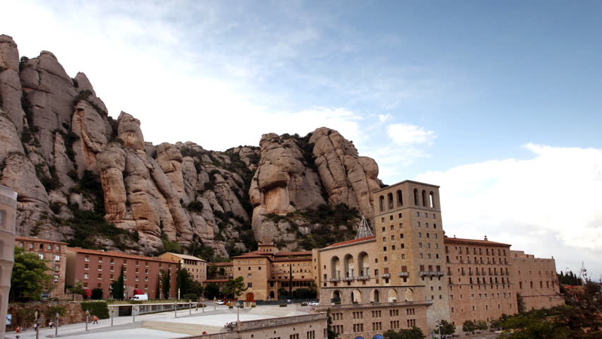 Timelapse of the monestry in the montserrat mountains in catalonia, near barcelona, spain
