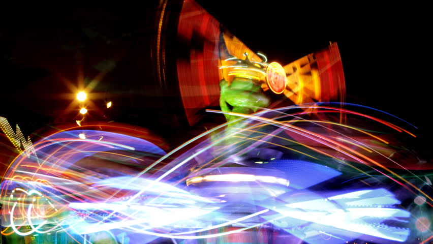 time-lapse of an amusement ride at a carnival/fair in barcelona, spain