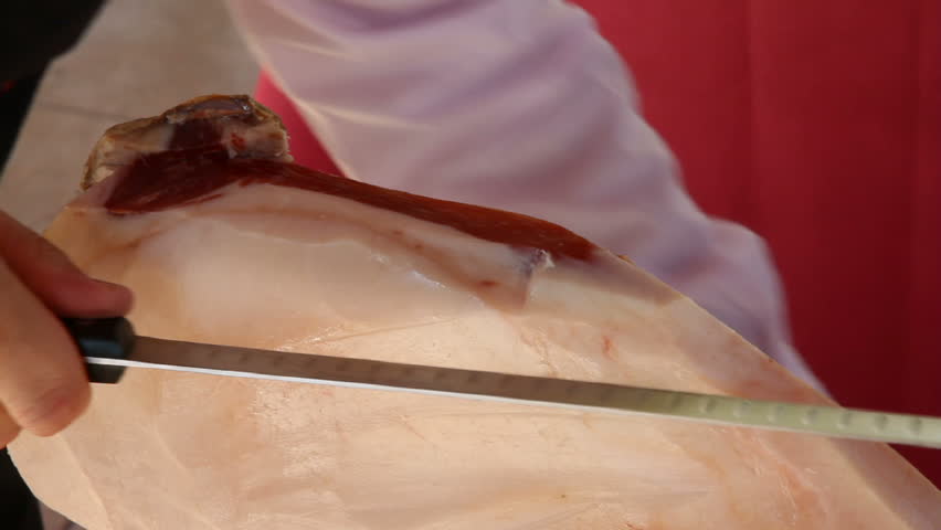 professional cutting jabugo ham