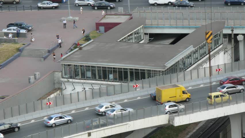 Input in the underground in a city nearby highway. Time lapse.