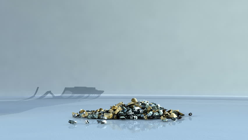 tractor or mechanical digger clearing up rubbish with matte for easy compositing into your own shots 
