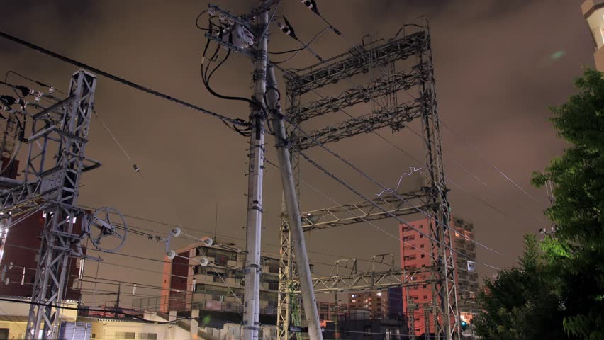 time lapse of a high voltage tower 