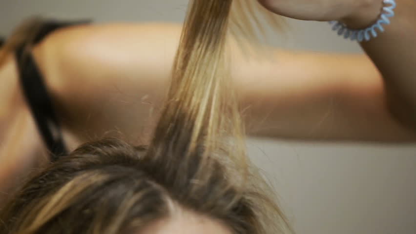 Close Up Salon Naches Perms Hairstyle Stock Footage Video