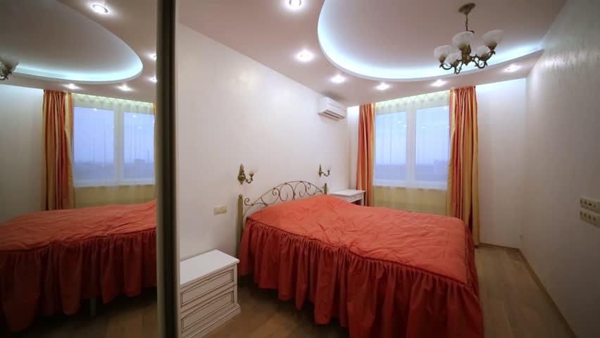 Bedroom With Double Bed Covered Stockvideos Filmmaterial 100