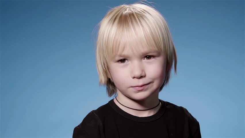 Hd00 14portrait Of A Cute Little Boy With Long Blond Hair Wearing A Black