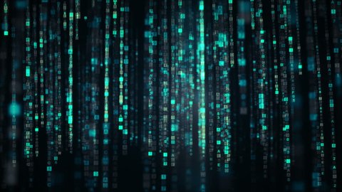 Columns Of Blue Hex Digital Code Symbols Futuristic Big Data Information Technology Concept Computer Generated Seamless Loop Animation 4k 4096x2304