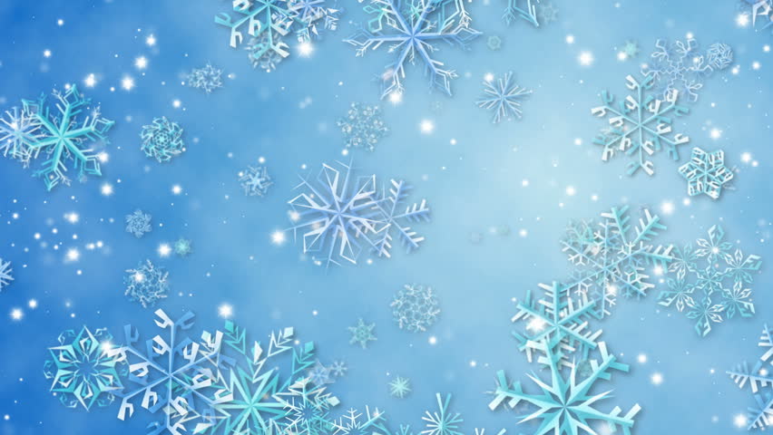 White Background With Light Blue Snowflakes Falling Down. Stock Footage ...