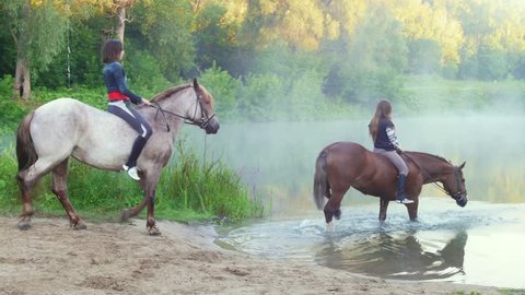 Beautiful Longhaired Woman Riding A Stock Footage Video 100