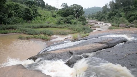 Beautiful view of Chaparai Waterfall in Araku Valley in monsoon season, Visakhapatnam, India.