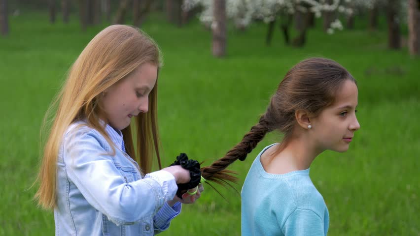 Pretty Young Little Girl Plaits Stock Footage Video 100 Royalty