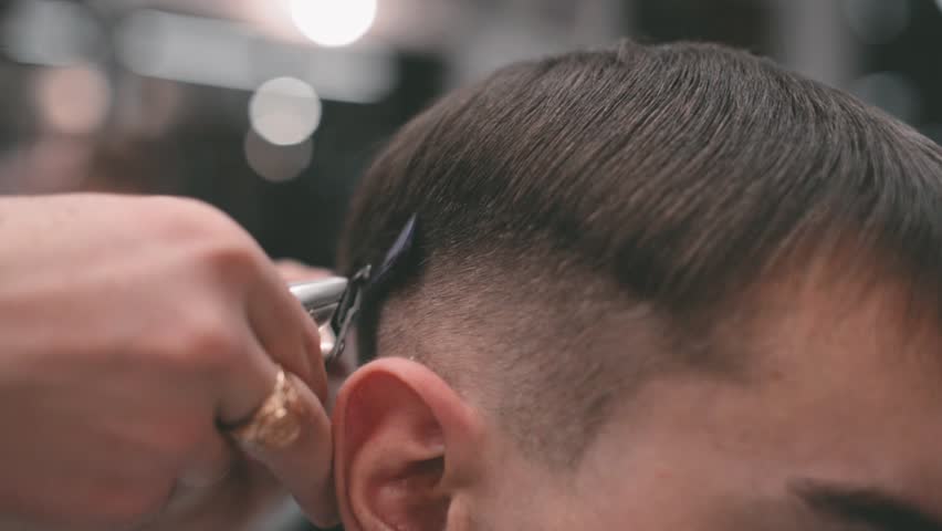 Mens Haircut In Barbershop Scissor Stock Footage Video 100