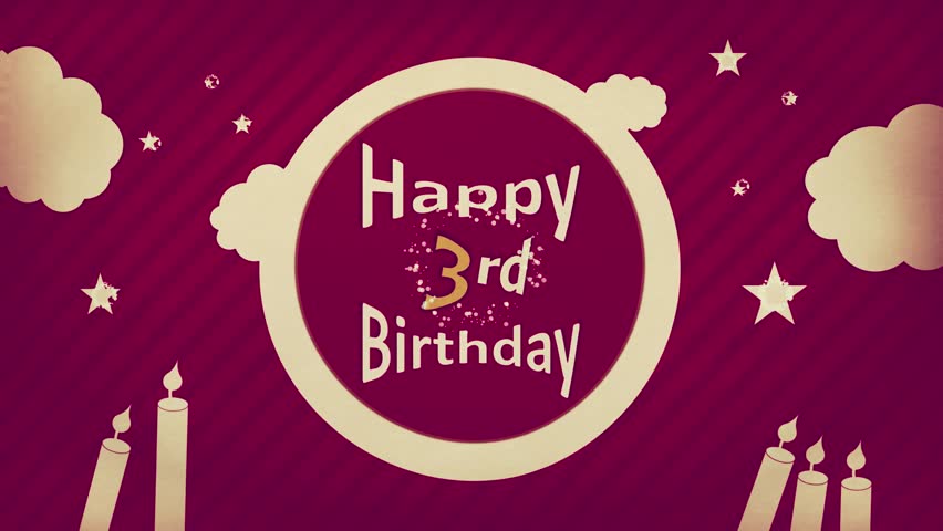 Happy 3rd Birthday 4k Animated Stock Footage Video 100 Royalty