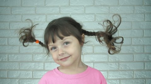 Funny Child With Hair Portrait Stock Footage Video 100