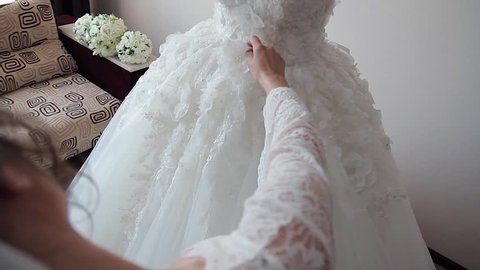 Wedding Dress In Room And Stock Footage Video 100 Royalty Free