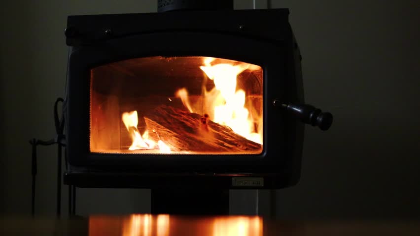 Roaring Fireplace With Reflection Stock Footage Video 100