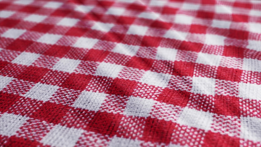 Red White Tablecloth Picnic Gingham Stock Footage Video 100