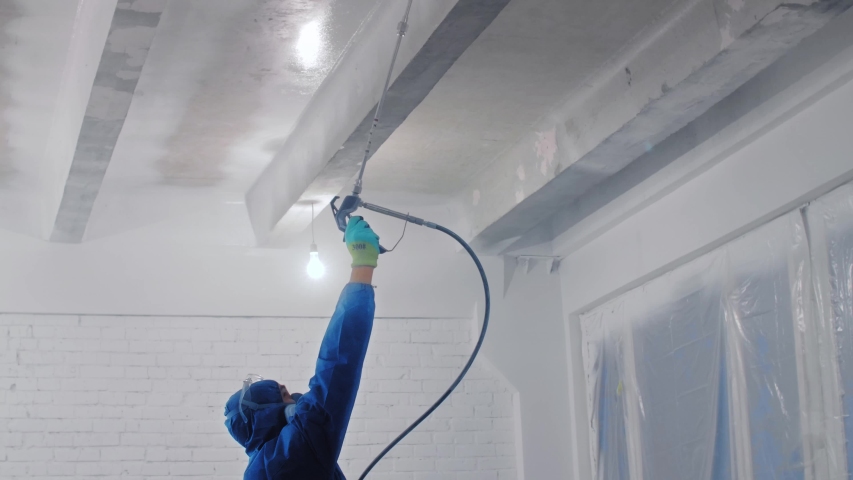 Worker Painting The Ceiling By Stock Footage Video 100 Royalty Free 1032784052 Shutterstock