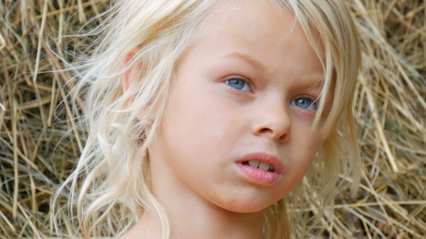 Portrait Of A Beautiful Seven Year Old Stock Footage Video 100
