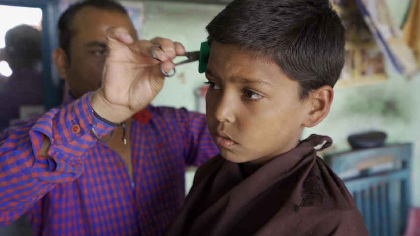 Boy Having Haircut At Barber Stock Footage Video 100 Royalty