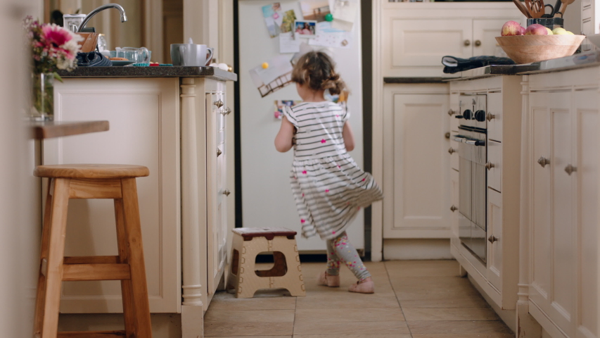 Happy Little Girl Taking Cookie Stock Footage Video 100 Royalty