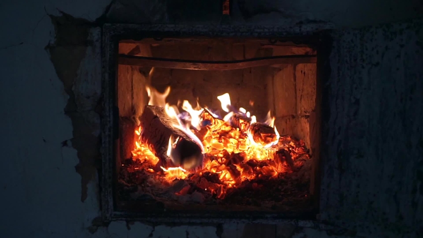 Burning Firewood In The Fireplace Stock Footage Video 100