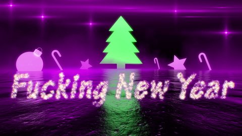 480px x 270px - 3d abstract christmas landscape with purple neon glowing christmas toys and  decorations. violet smoke cover the space. futuristic background with  fucking new year title. trendy concept of christmas.