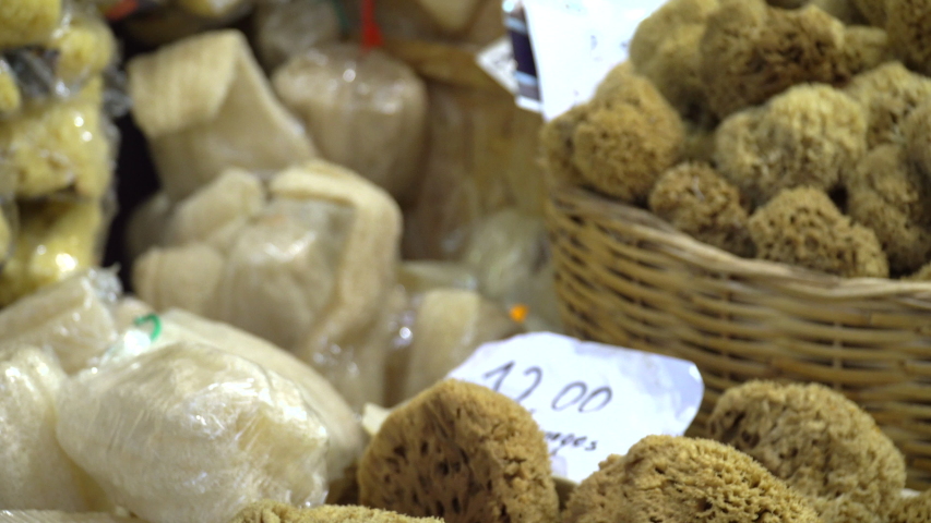 Selling Sea Sponges On The Stock Footage Video 100 Royalty