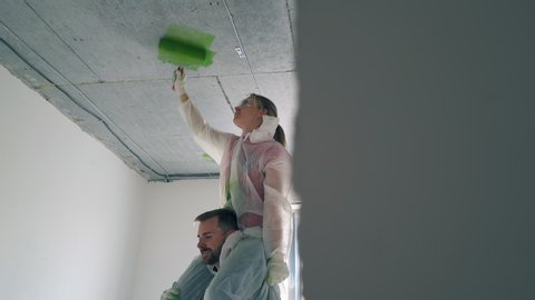 Young Painting Ceiling Stock Video Footage 4k And Hd Video Clips