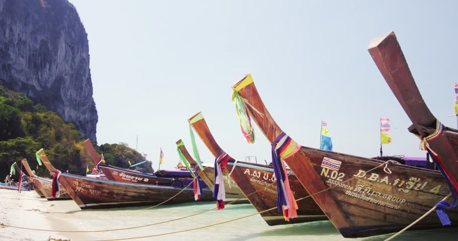 KRABI, THAILAND - 3 MAR 2015: Exotic Tropical Beach With ... KRABI, THAILAND - 3 MAR 2015: Exotic Tropical Beach With ...