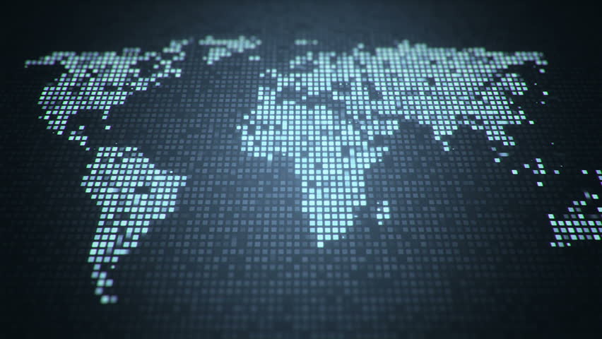 Animation Of Flicker And Slow Motion Particles In Digital World Map Animation Of Flicker And Slow Motion Particles In Digital World Map