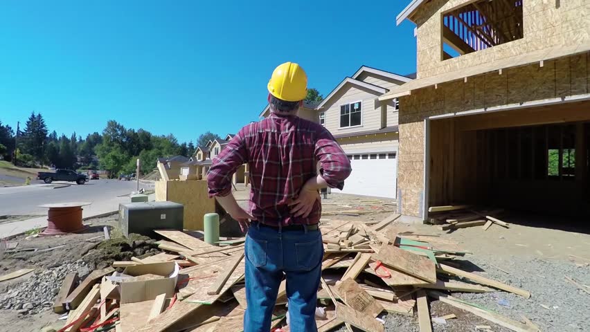 Construction Worker with Back Pain Stock Footage Video (100 ...