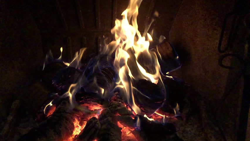 Fireplace With Live Flame And Stock Footage Video 100 Royalty