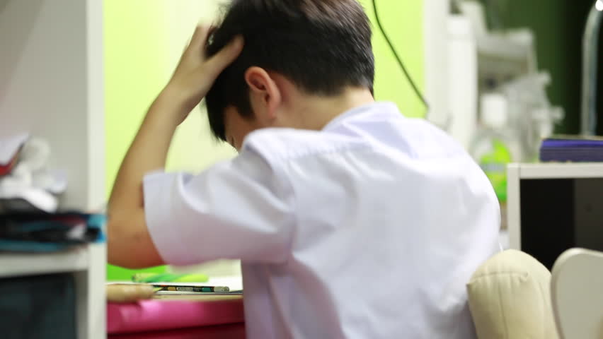 Asian Angry Boy Doing Homework Stock Footage Video 100 Royaltyfree