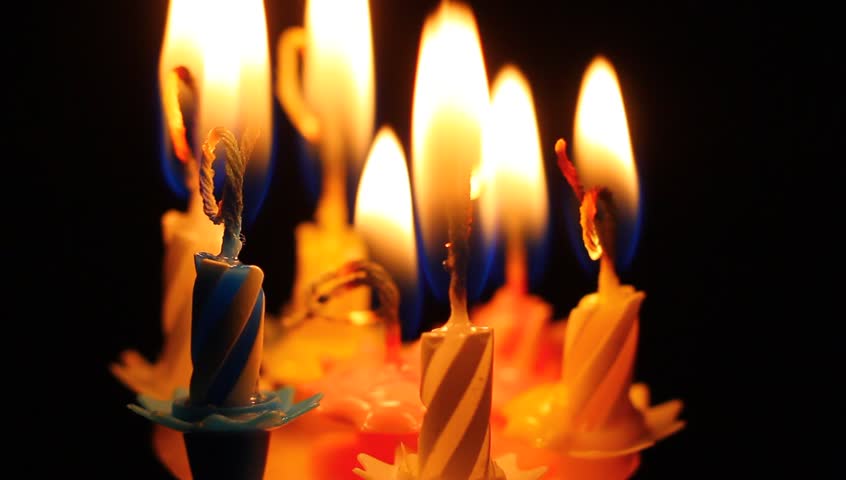 Lighting The Fire Of Candles On A Birthday Cake In The Dark Stock ...