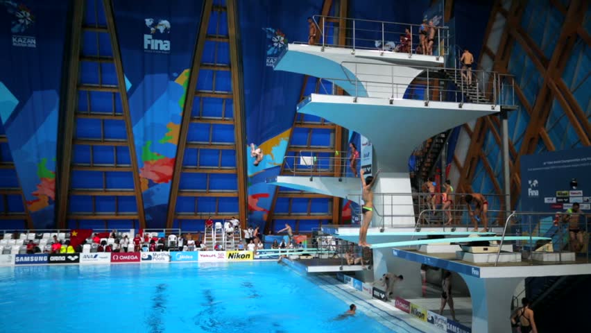 KAZAN, RUSSIA - 28 JULY 2015: 16th FINA World Championships. Mens 10m ...