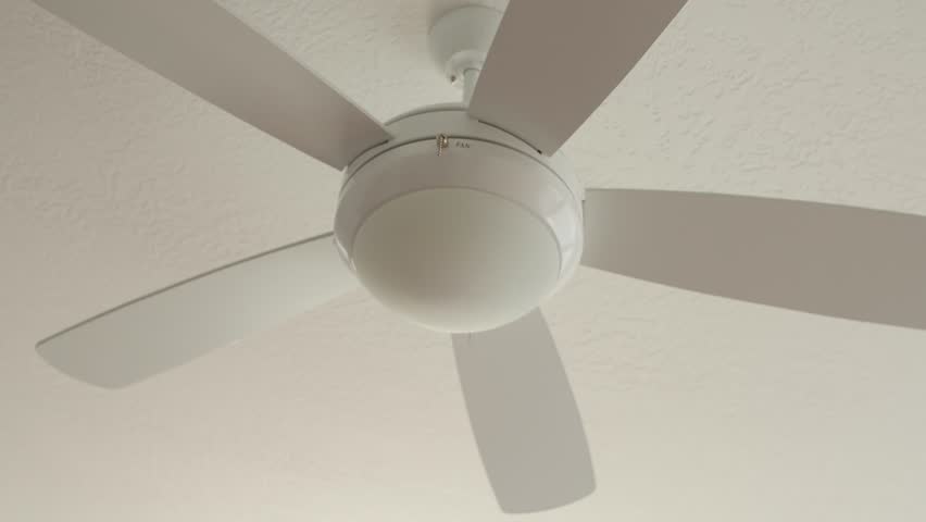 A Dolly Shot Of A Ceiling Fan Rotating On The Ceiling