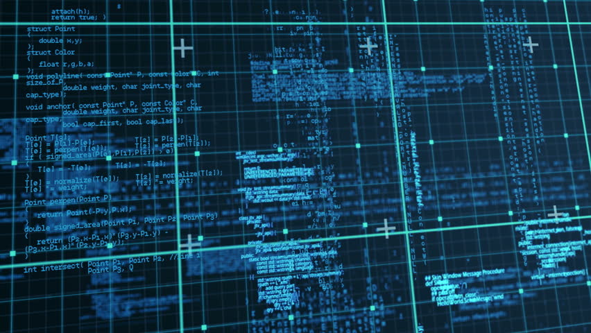 Computer Program Code Running In A Virtual Space. Loopable. 360. Blue ...