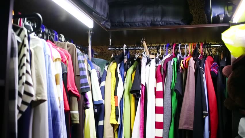 Wardrobe With Dresses And Clothes Stock Footage Video 100